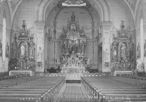 church interior in black and white
